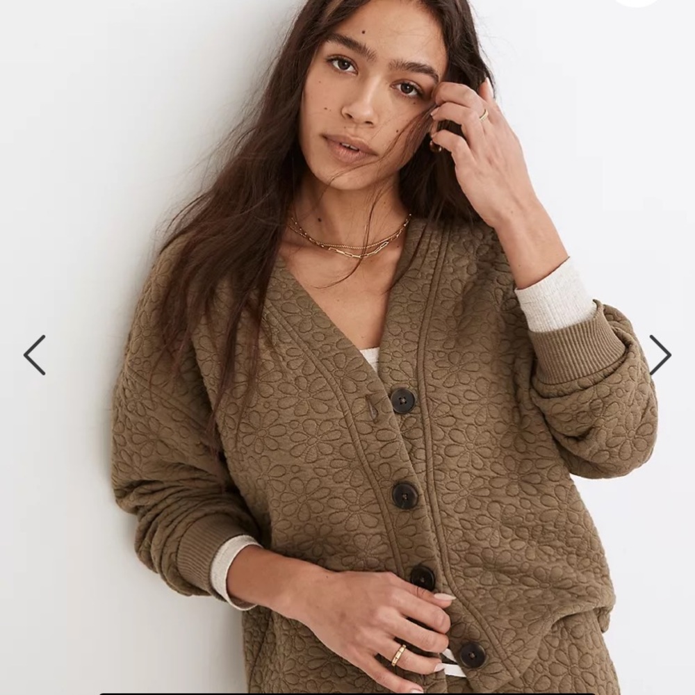 Madewell Flower Puff-Jacquard Crop Cardigan